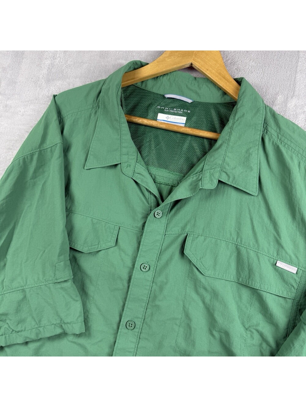Columbia Mens 4X Green Omni Shade Fishing Shirt Short Sleeve UPF Outdoor Hiking